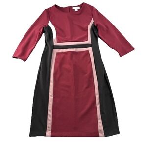 liz Claiborne  Black, Ref and Pink dress‎ Long Sleeves Size 6